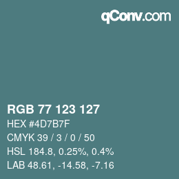 颜色代码: RGB 77 123 127 | qconv.com