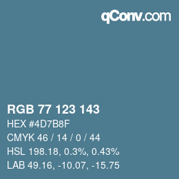 颜色代码: RGB 77 123 143 | qconv.com