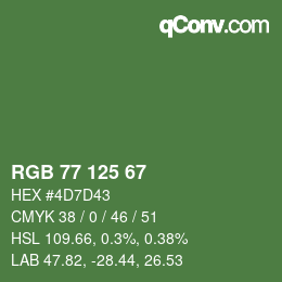 カラーコード: RGB 77 125 67 | qconv.com