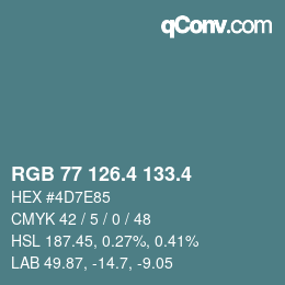 カラーコード: RGB 77 126.4 133.4 | qconv.com