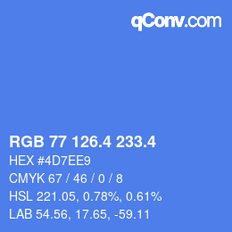 カラーコード: RGB 77 126.4 233.4 | qconv.com