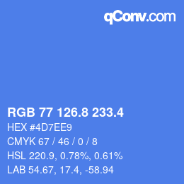 カラーコード: RGB 77 126.8 233.4 | qconv.com