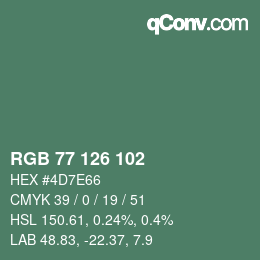 Color code: RGB 77 126 102 | qconv.com