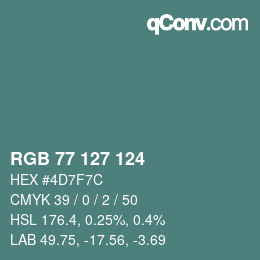 Code couleur: RGB 77 127 124 | qconv.com