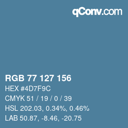 カラーコード: RGB 77 127 156 | qconv.com