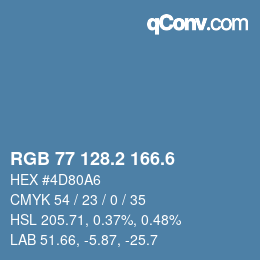 カラーコード: RGB 77 128.2 166.6 | qconv.com