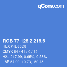 カラーコード: RGB 77 128.2 216.6 | qconv.com