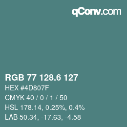 カラーコード: RGB 77 128.6 127 | qconv.com