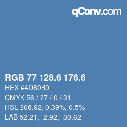 カラーコード: RGB 77 128.6 176.6 | qconv.com