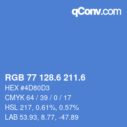 カラーコード: RGB 77 128.6 211.6 | qconv.com