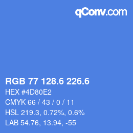 カラーコード: RGB 77 128.6 226.6 | qconv.com