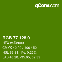 Color code: RGB 77 128 0 | qconv.com