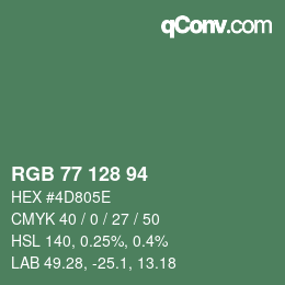 Color code: RGB 77 128 94 | qconv.com