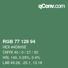 カラーコード: RGB 77 128 94 | qconv.com