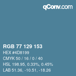 颜色代码: RGB 77 129 153 | qconv.com