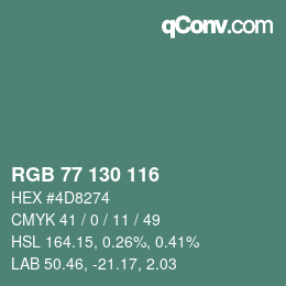 Color code: RGB 77 130 116 | qconv.com