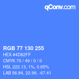 カラーコード: RGB 77 130 255 | qconv.com