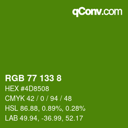 Color code: RGB 77 133 8 | qconv.com