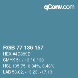 Color code: RGB 77 136 157 | qconv.com