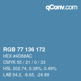 Color code: RGB 77 136 172 | qconv.com