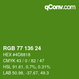 Farbcode: RGB 77 136 24 | qconv.com