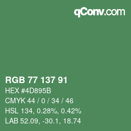 Color code: RGB 77 137 91 | qconv.com