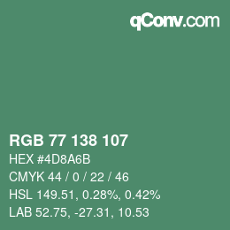 Farbcode: RGB 77 138 107 | qconv.com