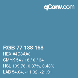 Color code: RGB 77 138 168 | qconv.com