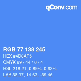 颜色代码: RGB 77 138 245 | qconv.com