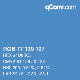 Color code: RGB 77 139 197 | qconv.com
