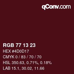 Color code: RGB 77 13 23 | qconv.com