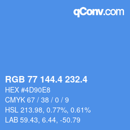 カラーコード: RGB 77 144.4 232.4 | qconv.com
