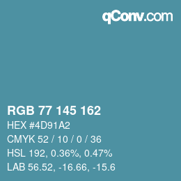 Color code: RGB 77 145 162 | qconv.com