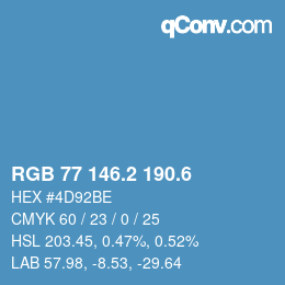 カラーコード: RGB 77 146.2 190.6 | qconv.com
