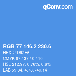 カラーコード: RGB 77 146.2 230.6 | qconv.com