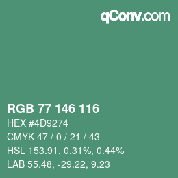 カラーコード: RGB 77 146 116 | qconv.com