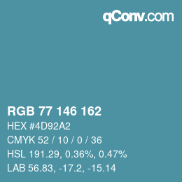 Color code: RGB 77 146 162 | qconv.com