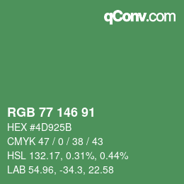 カラーコード: RGB 77 146 91 | qconv.com