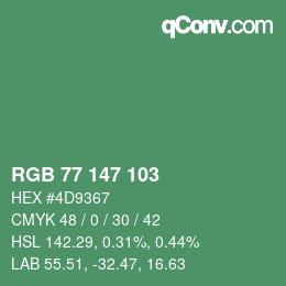 Color code: RGB 77 147 103 | qconv.com