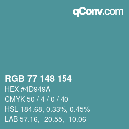 颜色代码: RGB 77 148 154 | qconv.com
