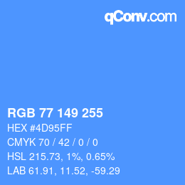 Color code: RGB 77 149 255 | qconv.com