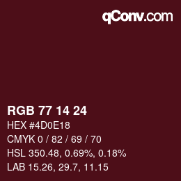 Color code: RGB 77 14 24 | qconv.com