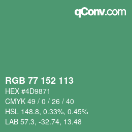 カラーコード: RGB 77 152 113 | qconv.com