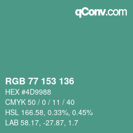 Color code: RGB 77 153 136 | qconv.com