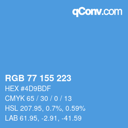 Farbcode: RGB 77 155 223 | qconv.com
