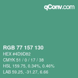 Color code: RGB 77 157 130 | qconv.com