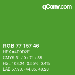 Color code: RGB 77 157 46 | qconv.com