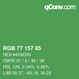 Farbcode: RGB 77 157 85 | qconv.com