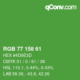 Color code: RGB 77 158 61 | qconv.com