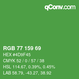 Color code: RGB 77 159 69 | qconv.com